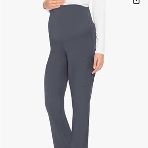 Med Couture Pewter Colored Flare Maternity Scrub Pants